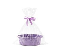 Empty Gift Basket, Woven Gift Basket with Bag and Ribbon, Decorative Storage with Handles Suitable for Living Rooms and Bedrooms(Purple)