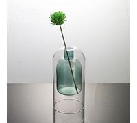 Empty Glass Reed Diffuser Bottle Refillable Aromatherapy Jars 1pc Glass Bud Vase Fragrance Accessories for Essential Oils, Small Flower Vase Table Centerpieces for Wedding Home Decor (green-B)