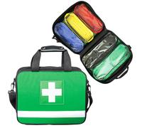 Empty Green Shoulder First Aid Bag With Removable Colour-Coded Compartments