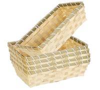 Empty Hamper Basket 5PCS 10.2x6.3x3in Bamboo Woven Gift Basket Desktop Fruit Vegetable Small Basket for Kitchen Restaurant Empty Hamper Basket Wicker Baskets for Hampers Gift Basket Hamper B