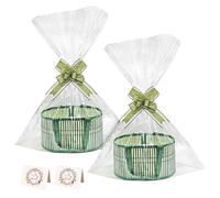 Empty Hamper Basket, Make Your Own Hamper Kit, Gift Basket with Handles, Bow, Greeting Cards for Christmas Birthday Wedding Gift
