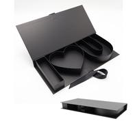 Empty I Love U Letter Shaped Gift Box Paperboard Flower Chocolate Packaging With Clear Lid (I Heart U, Black)