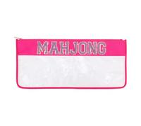 Empty Mahjong Bag, 21.26x9.45 in Pink American Mah jong Storage Carrying Rack Case Only with Zippered and Letters Portable Practical Mah Jongg Tile Games Accessories for Men and Women (Case Only)