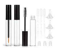 Empty Mascara Tube, 10ml Eyeliner Cream Container Bottle with Rubber Inserts, Funnels and Transfer Pipettes, Lip Gloss Tubes for Castor Oil, DIY Cosmetics (Black)