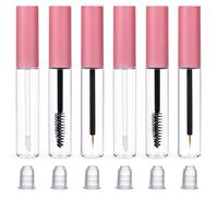 Empty Mascara Tube and Wand, 6 Pcs 10ml Clear Empty Lip Gloss Tubes Eyeliner Tube Travel Size Portable Refillable Eyelash Cream Container Bottle with Leak Stoppers for DIY Cosmetics (Pink)