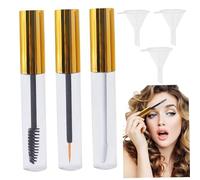 Empty Mascara Tube and Wand Glass with Brush and Funnels 10ml Empty Lip Gloss Tubes Refillable Empty Mascara Tube Portable Lip Gloss Containers Gold