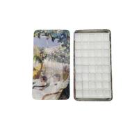 Empty Metal Paint Tin Case with 40pcs Half Pans White Plastic Magnetic Pans (Trees)