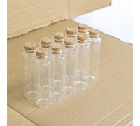 Empty Mini Bottle With Cork Stopper 50ml Glass Jars Idea For Wedding Small Wishing Bottles ！ Large Drinking Cup (White, 50ml)