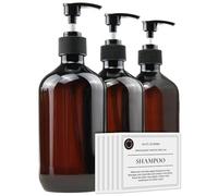 Empty Plastic Bottles with Pump Dispenser and 6pcs Labels Included, Refillable Travel Containers for Hand sanitizer Shampoo Lotion, etc - BPA/Paraben Free, 500ml/16.9oz (3 Pack)