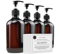 Empty Plastic Bottles with Pump Dispenser and 6pcs Labels Included, Refillable Travel Containers for Hand sanitizer Shampoo Lotion, etc - BPA/Paraben Free, 500ml/16.9oz (4 Pack)