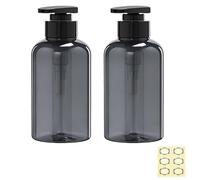 Empty Plastic Pump Bottles Dispenser - Apstaqeoo 2Pc 300ml/10oz Cylinder Shampoo Lotion Hand Pump Bottle Toiletries Liquid Dispenser Shower Gel Storage Refillable Container for Bathroom/Kitchen(Grey)