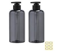 Empty Plastic Pump Bottles Dispenser - Apstaqeoo 2Pc 500ml/17oz Cylinder Shampoo Lotion Hand Pump Bottle Toiletries Liquid Dispenser Shower Gel Storage Refillable Container for Bathroom/Kitchen(Grey)