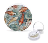 Empty Portable Air Cushion Case,Water Lily Lily Pattern Printed Travel Foundation Container Refillable Foundation BB Cream Box with Powder Puff And Mirror