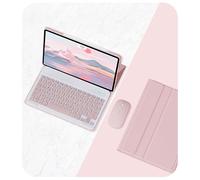 Empty room Tablet Keyboard Case with Wireless Mouse, Wireless Keyboard with 11 Inch Cover for iPad Pro 2020,2021,2022,2024, iPad Air 4,5,6. Keyboard&Build-in Pencil Holder Case Pink