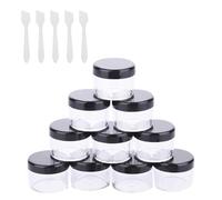 Empty Sample Pots,10 * 15ml Empty Plastic Cosmetic Jars,and 10 PCS Makeup Spatulas,Clear Travel Cosmetic Container,Mini Plastic Spatulas,Travel Pots