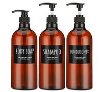 Empty Shampoo Bottles, Segbeauty 33.8oz 16.9oz Pump Bottles for Shampoo and Conditioner, 1000ml 500ml Liquid Soap Dispenser for Body Soap Shampoo Conditioner, Amber, 33.8oz/1000ml