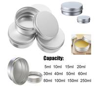 Empty silver aluminum boxes, 10 pieces, 5-250ml round screw candles boxes with screw lid, containers 60ml 10 pcs