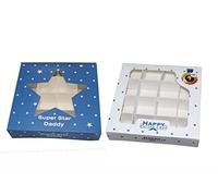 Empty Sweet Boxes Fathers day Design with inserts - Pick and Mix Chocolate Truffles Boxes/Gift Box (10 pack) (Super Star Daddy Design - 9 Grid Inserts)