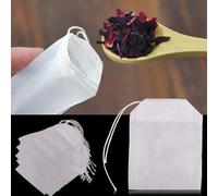 Empty Tea Bags 100Pcs for Heat Seal Filter Paper 5.5x7cm with String for Loose Tea DIY Scented Tea Spice Herb Packaging Natural White