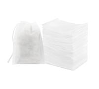 Empty Tea Filters with Small Drawstring Pocket | 100 Tea and Coffee Filter Bags - For Coffee Seasoning Bone Broth at Home Kitchen Travel to the Office and Simmer