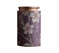 Empty Tea Tin, Vintage Metal Tinplate Tea Elegant Jar Storage Container for Coffee Herb Candy Chocolate Sugar Spices(Purple-L)