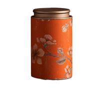 Empty Tea Tin, Vintage Metal Tinplate Tea Elegant Jar Storage Container for Coffee Herb Candy Chocolate Sugar Spices(Orange-L)