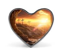 Empty Tomb Christian Crosses Heart Brooch Cute Badge Lapel Pins
