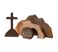 Empty Tomb Easter Scene - Wood Easters Resurrection Table Ornament, Christian Holiday Centerpiece | Faith-Inspired Home Decoration, Nativity Display for Easter Celebration, Spiritual Table Accent for