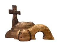 Empty Tomb Easter Scene | Wooden Easter Resurrection Scene Crosss Jesus Tomb Tray Tomb Figurine Set | Easter Wooden Decorations For Family Table Jesus Nativity Scene Decor
