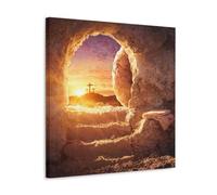 Empty Tomb Jesus Resurrection Poster, Religious Easter Christian Wall Art, Hope And Redemption Print Poster Wall Art Canvas Artwork Wall Decor Painting Home Decoration12x12inch(30x30cm)