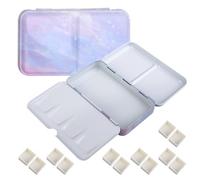 Empty Watercolor Paints Tins with 12Pcs Half Pans, Purple Galaxy Paint Case Metal Portable Small Palette Lid Box for Travel Gouache Oil Painting Budding Hobbyists Artist Student