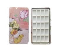 Empty Watercolor Tin Palette Metal Empty Paint Case Containing Plastic Pans with Magnetic Stripes on The Bottom (Champs Rose with 20pcs Full Pans)