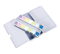 Empty Watercolor Tins Box Palette Paint Case with Fold Out Palette,Portable Colorful Metal Watercolor Tray Palette with Detachable Half Pans for Artist Student Adults DIY Travel
