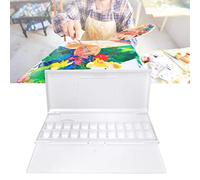 Empty Watercolour Palette,24 Grid Paint Tray Palettes,Double-Layer Flip Cover,Folding Handheld Portable White Plastic Tray Box,Travel Watercolor Box Paint Case,for Watercolor Painting and Art Works