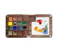 Empty Watercolour Palette - Wooden Colour Pigment Box with 15 Grids - Magnetic Palette Box for Watercolour Painting | Hand Painting Box