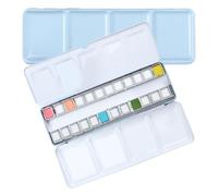 Empty Watercolour Tin Paint Case with 24 Pcs Half Pans, Portable Color Palette - Adult Student Artist (Light Blue)