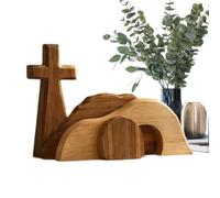 Empty Wooden Tomb - Religious Wood Tabletop | Easter Grave Decor for Mantle, Shelf, Desk, Family Gatherings, Holiday, Spring, Home and Church