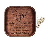 Empty your Pockets Daddy, Custom Father's Day Wood Valet Tray for Daddy, Personalized Engraved Wooden key Storage Tray with Keychain, Men Papa Dad Gifts for Father Day Birthday