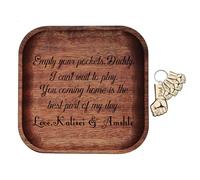 Empty your Pockets Daddy, Custom Father's Day Wood Valet Tray for Daddy, Personalized Engraved Wooden key Storage Tray with Keychain, Men Papa Dad Gifts for Father Day Birthday