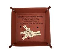 Empty Your Pockets Personalized New Dad Storage Tray Custom Names Daddy You Coming Home is The Best Part of Our Day PU Leather Storage Tray Fist Bump Gifts for Dad Fathers Day Birthday Xmas