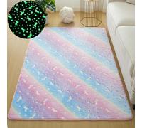 EMPVEX Area Rugs for Bedroom Glow in the Dark Rainbow Cartoon Pegasus, Fluorescent Carpet Luminous Rug for kids Bedroom, Dormitory, Nursery Decor, 120 x 160 cm