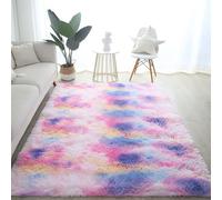 EMPVEX Luxury Rug for Bedroom, Fluffy Pink Purple Tie Dye Area Rugs Living Room, 3-layer Material Carpet Nursery Rugs, Pink Purple 80x160cm