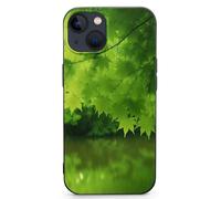 EMPYRI Beautiful Green Nature Printed Phone Case for iPhone 13 Mini, Ultra Slim Scratch-Resistant Shockproof Black TPU Phone Case Cover with Wireless Charging, Anti-Yellowing