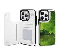 EMPYRI Beautiful Green Nature Printed Wallet Case for iPhone 14 Pro - Flip Leather Wallet Phone Cases Cover with Card Slots