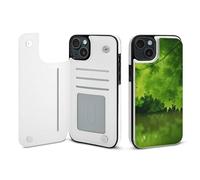 EMPYRI Beautiful Green Nature Printed Wallet Case for iPhone 15 Plus - Flip Leather Wallet Phone Cases Cover with Card Slots