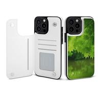 EMPYRI Beautiful Green Nature Printed Wallet Case for iPhone 15 Pro Max - Flip Leather Wallet Phone Cases Cover with Card Slots