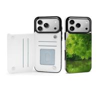 EMPYRI Beautiful Green Nature Printed Wallet Case for iPhone 17 Pro Max - Flip Leather Wallet Phone Cases Cover with Card Slots