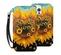 EMPYRI Blessed to Be Called Nana Sunflower Wallet Cases for iPhone 12 Pro Max with Card Holder - Flip Leather Phone Wallet Case Cover with Card Slots and Wrist Strap, 6.7 Inch