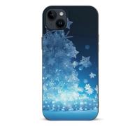 EMPYRI Blue Christmas Snowflake Printed Phone Case for iPhone 14 Plus, Ultra Slim Scratch-Resistant Shockproof Black TPU Phone Case Cover with Wireless Charging, Anti-Yellowing