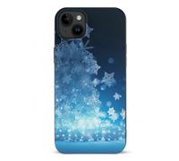 EMPYRI Blue Christmas Snowflake Printed Phone Case for iPhone 15 Plus, Ultra Slim Scratch-Resistant Shockproof Black TPU Phone Case Cover with Wireless Charging, Anti-Yellowing